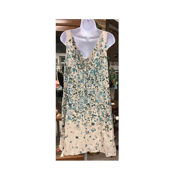 Ann Taylor Loft Outlet Women's Knee-Length Dress - Silver w/Blue Green Floral 16 - Picture 2 of 3